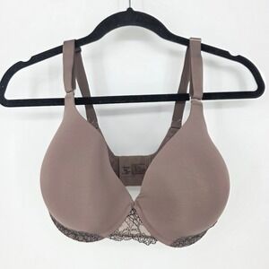 Soma Vanishing Back Full Coverage‎ Bra Taupe Brown Lace Trim 36G